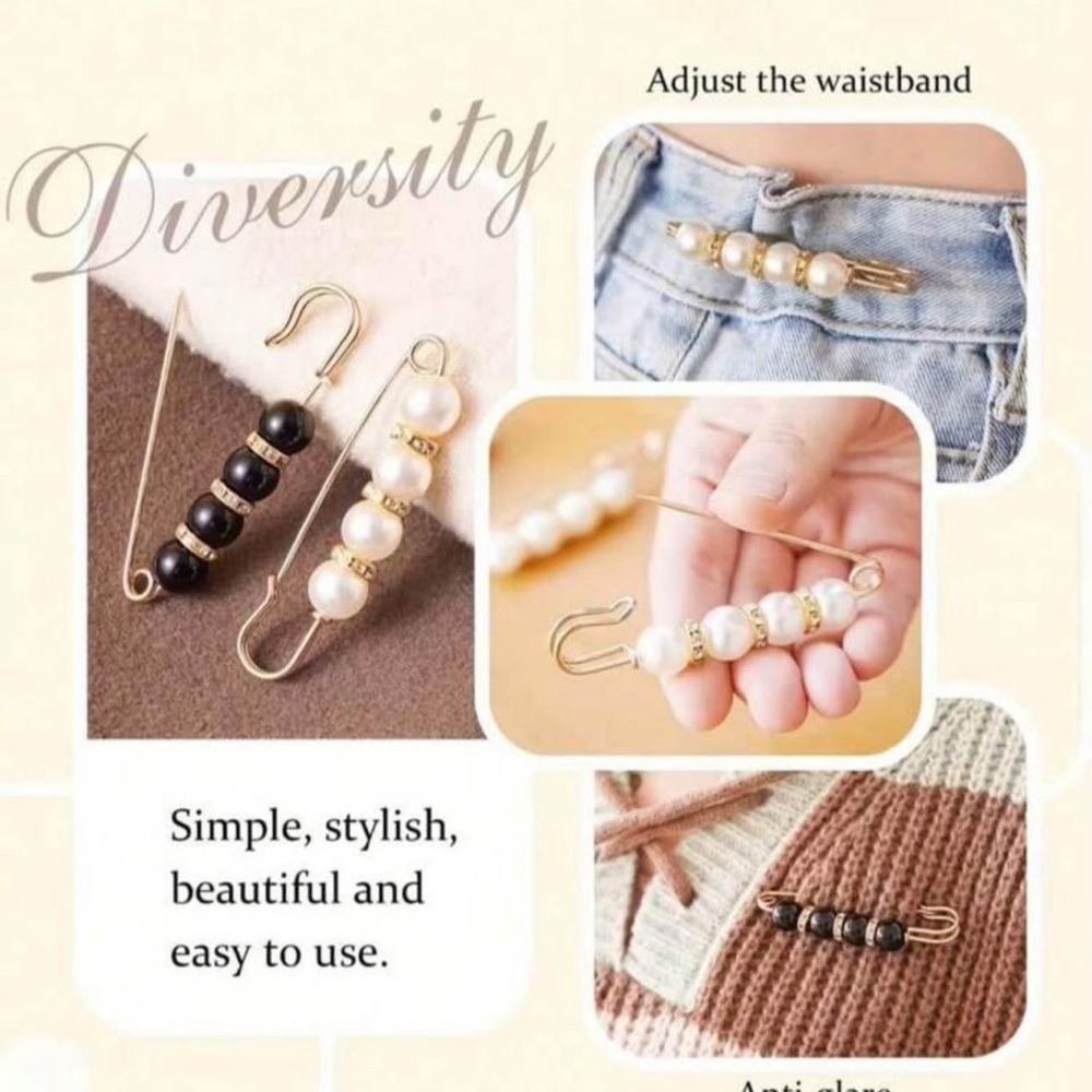 13 pcs Adjustable Waistband Pins with Black and White Beads